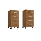 Kit 2 Gaveteiros 4 Gavetas Com Rodízios E Chave Gávea Freijó