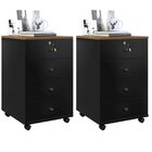 Kit 2 Gaveteiros 4 Gavetas Intelectual Plus Natura/preto