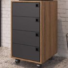 Kit 2 Gaveteiros 4 Gavetas Office  Amêndoa/preto