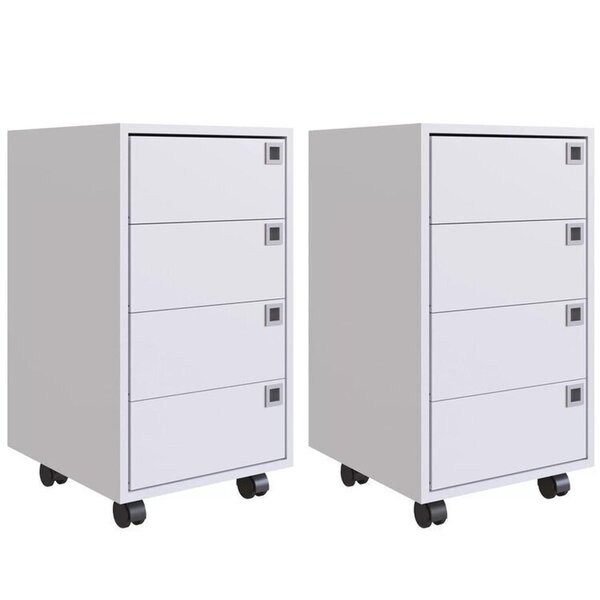 Kit 2 Gaveteiros 4 Gavetas Office  Branco