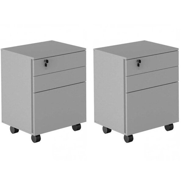 Kit 2 Gaveteiros Com Chave 3 Gavetas Charme Branco