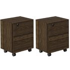 Kit 2 Gaveteiros Com Chave 3 Gavetas Charme Nogal