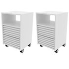 Kit 2 Gaveteiros Com Ripado Rodízio 2 Gavetas 1 Nicho Me4175