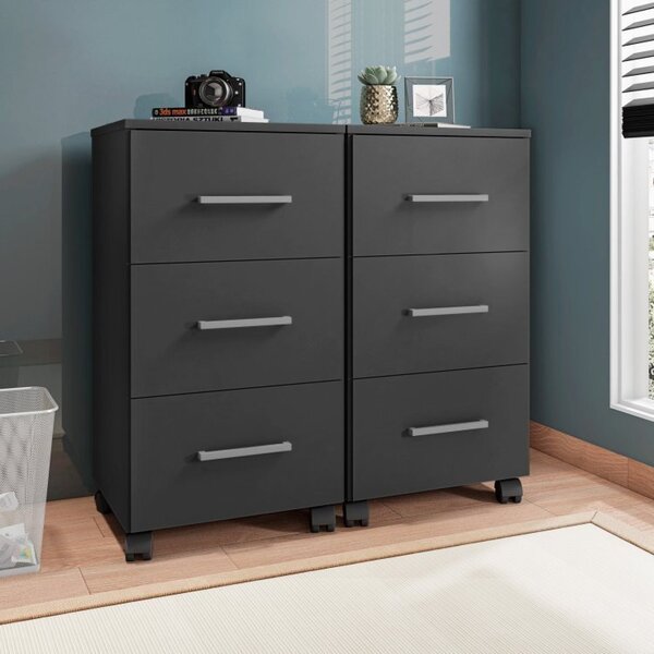 Kit 2 Gaveteiros Com Rodízios 3 Gavetas Pietra