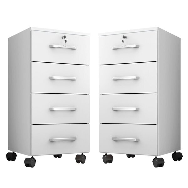 Kit 2 Gaveteiros Escritório Chave E Rodízios 4 Gavetas Gávea