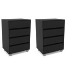 Kit 2 Gaveteiros Mauá 4 Gavetas Com Rodízios Preto
