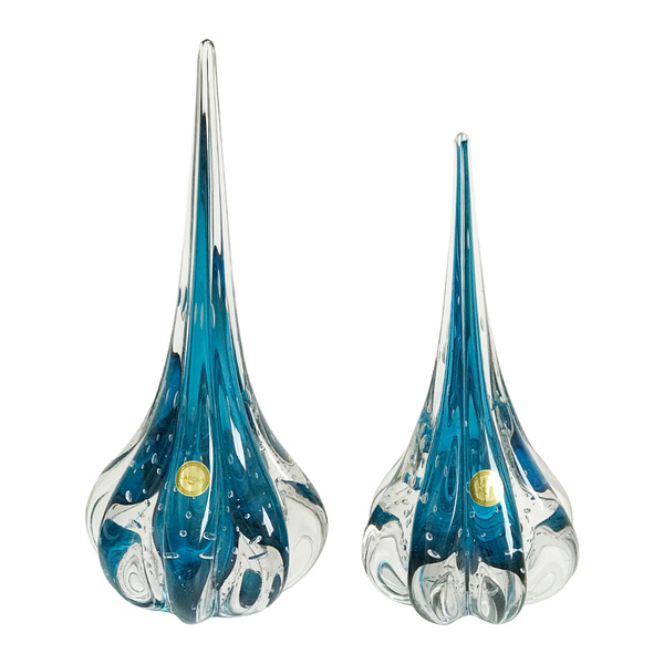 Kit 2 Gotas Cristais Murano 40/35 Cm Decoração Artesanal Fêni