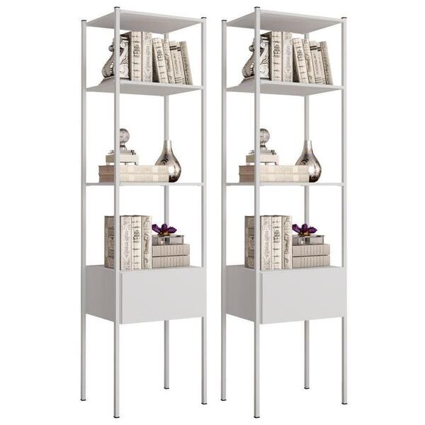 Kit 2 Guarda Roupas Closet 1 Gaveta 540b Oxford Branco Artefa