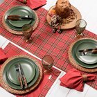 Kit 2 Guardanapos 42x42cm E 2 Argolas Red Tartan