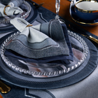 Kit 2 Guardanapos Linho Blue Waves 40x40 + 2 Argolas