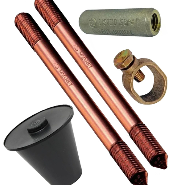 Kit 2 Haste Terra 5/8"x2,4m C/rosca Prolongavel Grampo Luva C