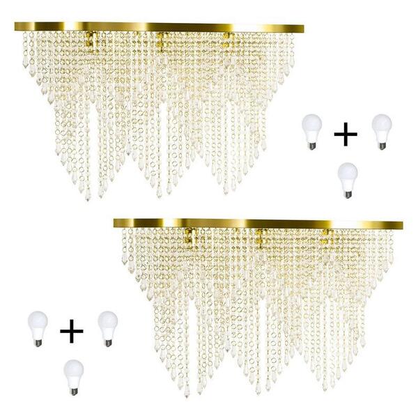 Kit 2 Império Cristal Crilik Pl7204 Dourado C/lamp.s