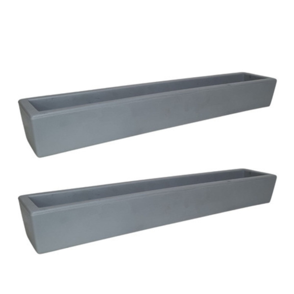 Kit 2 Jardineiras De Planta 80x15cm Polietileno Cinza