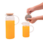 Kit 2 Jarras De Vidro Borossilicato Suco Com Tampa De Bambu -