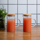 Kit 2 Jarras De Vidro Com Tampa De Bambu 750ml - Oikos Natura