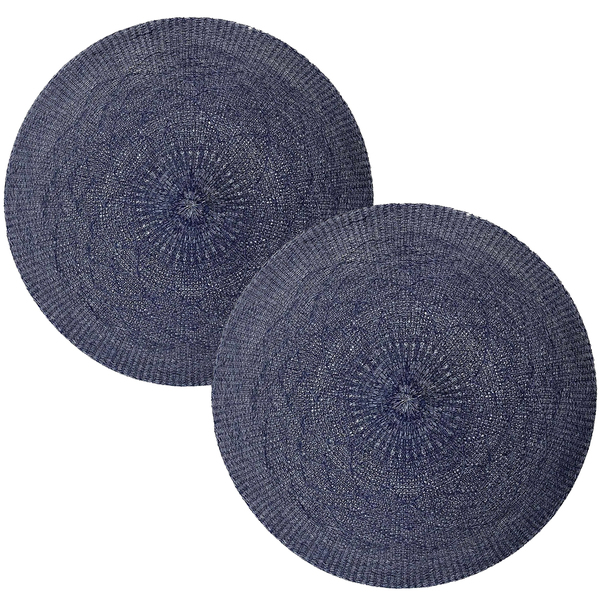 Kit 2 Jogos Americano Casal Sousplat Redondo Crochet Yoi Azul