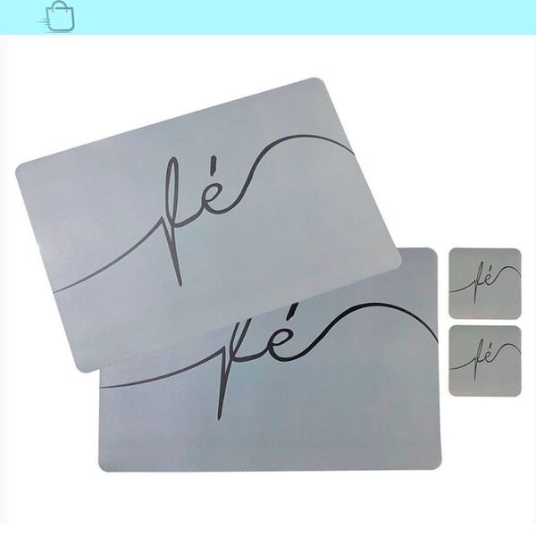 Kit 2 Jogos Americanos E 2 Porta Copos Fé