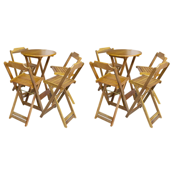 Kit 2 Jogos De Mesa Bistrô De Madeira Com 4 Cadeiras Dobravel