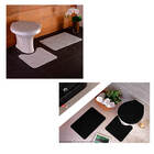 Kit 2 Jogos De Tapetes Banheiro Relevo 3 Peças Preto E Prata