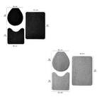 Kit 2 Jogos De Tapetes Banheiro Relevo 3 Peças Preto E Prata