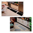 Kit 2 Jogos De Tapetes Cozinha Relevo 3 Peças Preto E Prata O