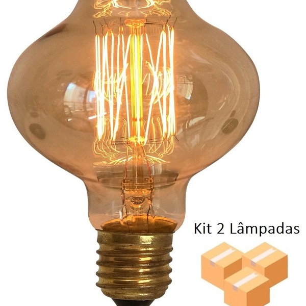 Kit 2 Lâmpadas Retrô Decorativa Vintage Thomas Edison L80 127v