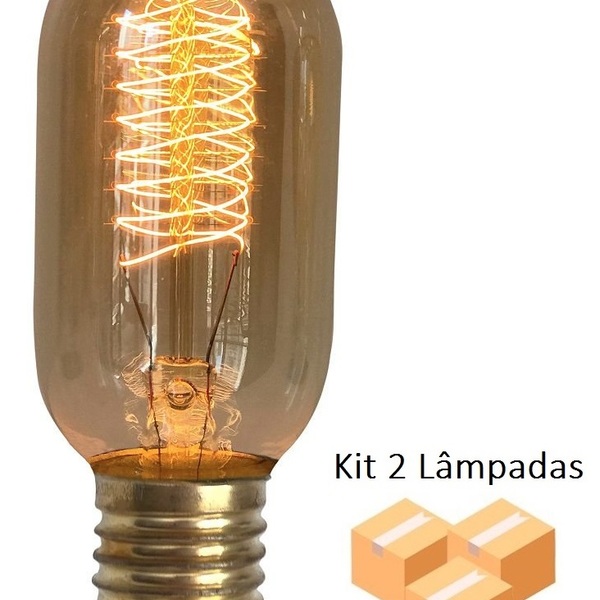 Kit 2 Lâmpadas Retro Decorativa Vintage Thomas Edison T45 127v