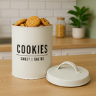 Kit 2 Latas Metal Cookies E Açúcar Com Tampa Hermética Branco