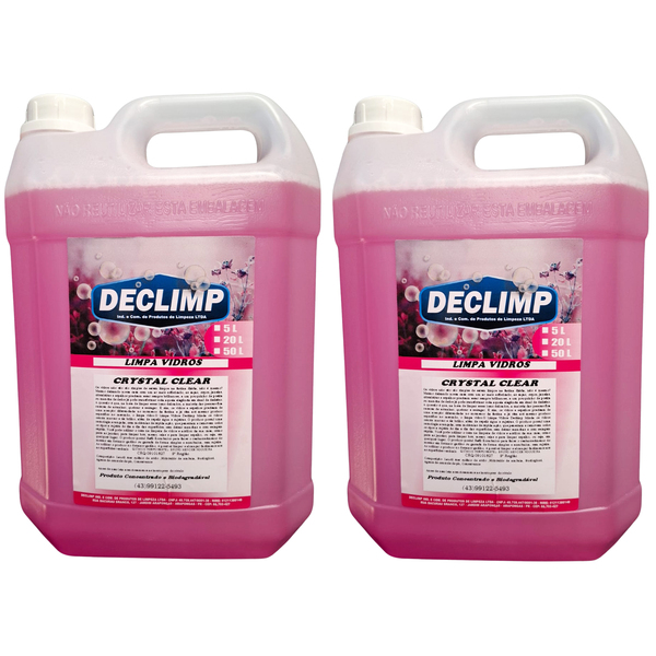 Kit 2 Limpa Vidros 5l Brilho Cristalino E Sem Marcas Declimp