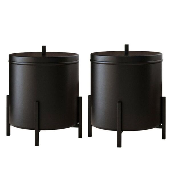 Kit 2 Lixeira Cesto De Lixo De Banheiro Cozinha Level Preto