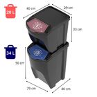 Kit 2 Lixeiras Empilhável Pretas Orgânico 20l E Reciclável 34