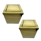 Kit 2 Lixeiras Quadrada Dourada Aço Inox Com Tampa Basculante