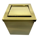 Kit 2 Lixeiras Quadrada Dourada Aço Inox Com Tampa Basculante