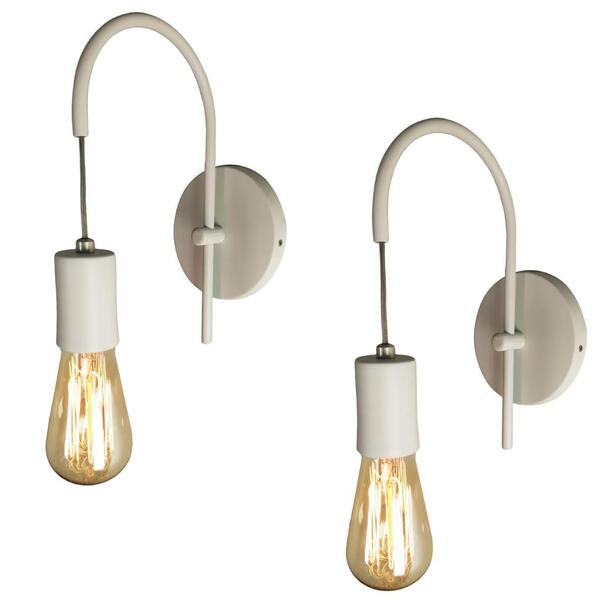 Kit 2 Luminária Abajur Arandela Parede Cabeceira Cama Branco