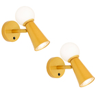 Kit 2 Luminária Arandela Cone Globo Articulada Interruptor Do