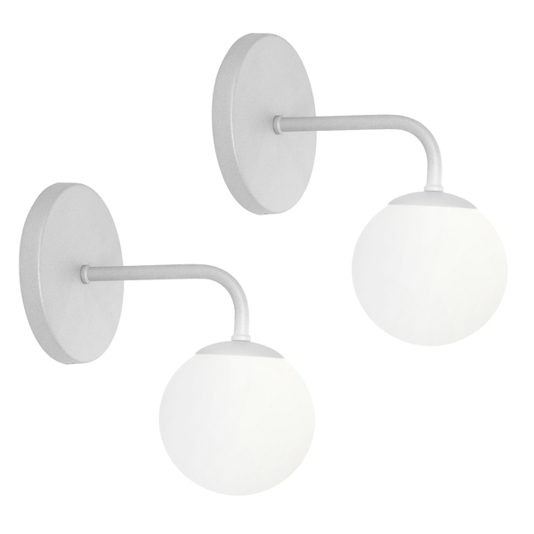 Kit 2 Luminária De Parede Arandela Bolinha Globo Vidro Cama P