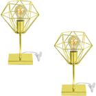 Kit 2 Luminária Mesa Abajur Aramado Diamante Touch Dourado