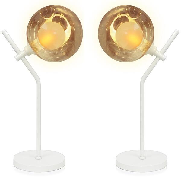 Kit 2 Luminária Mesa Jabuticaba Globo Ambar Harmony Branco