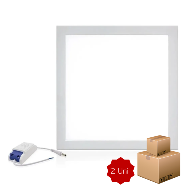 Kit 2 Luminaria Painel Plafon Led Embutir Quadrada 48w 62x62