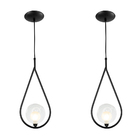 Kit 2 Luminária Pendente Aro Gota Harmony Preto