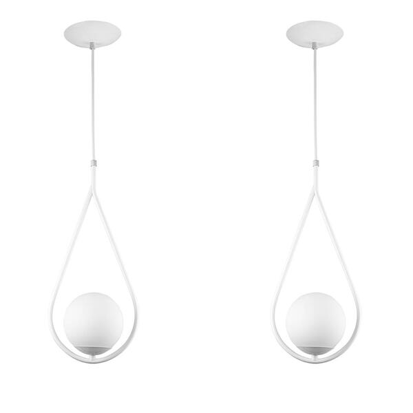 Kit 2 Luminária Pendente Aro Gota Orby Branco Magnifico