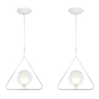 Kit 2 Luminária Pendente Aro Triangulo Harmony Branco