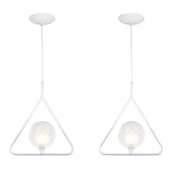 Kit 2 Luminária Pendente Aro Triangulo Harmony Branco