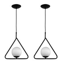 Kit 2 Luminária Pendente Aro Triangulo Orby Preto Magnifico