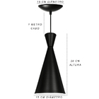 Kit 2 Luminária Pendente Cone Venturi Preto Fosco / Branco