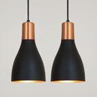 Kit 2 Luminária Pendente Garrafa 20x13.5cm Preto Bivolt