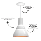 Kit 2 Luminária Pendente Refletor Prv Branco / Cobre