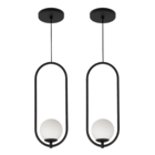 Kit 2 Luminária Pendente Teto Lustre Arco Globo Quarto Preto
