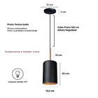 Kit 2 Luminária Pendente Veneza Preto