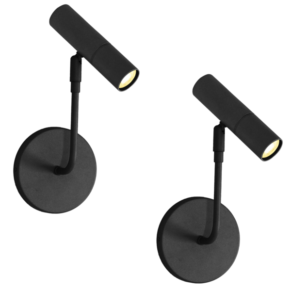 Kit 2 Luminárias Arandela Spot Articulado Leitura Cama Preto